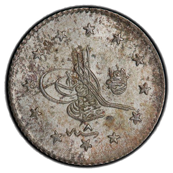 TURKEY: Abdul Hamid II, 1876-1909, AR kurush, Kostantiniye, AH1293 year 8, PCGS MS66