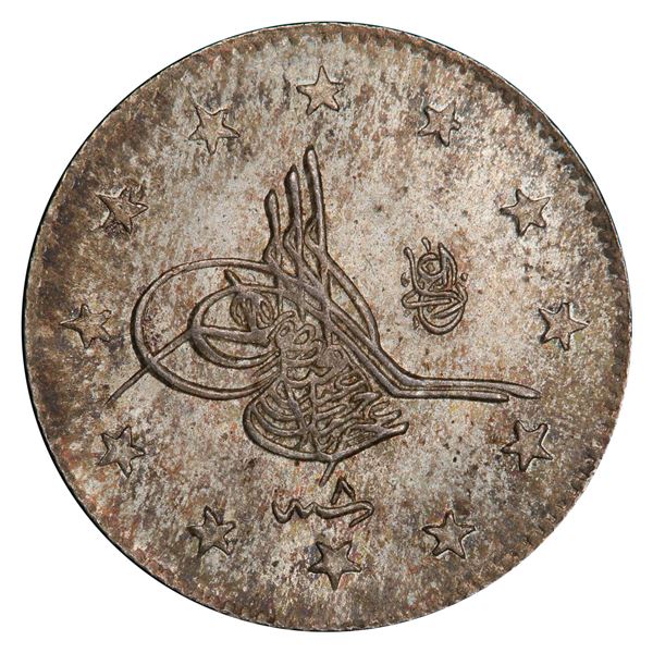 TURKEY: Abdul Hamid II, 1876-1909, AR 2 kurush, Kostantiniye, AH1293 year 8, PCGS MS66 +
