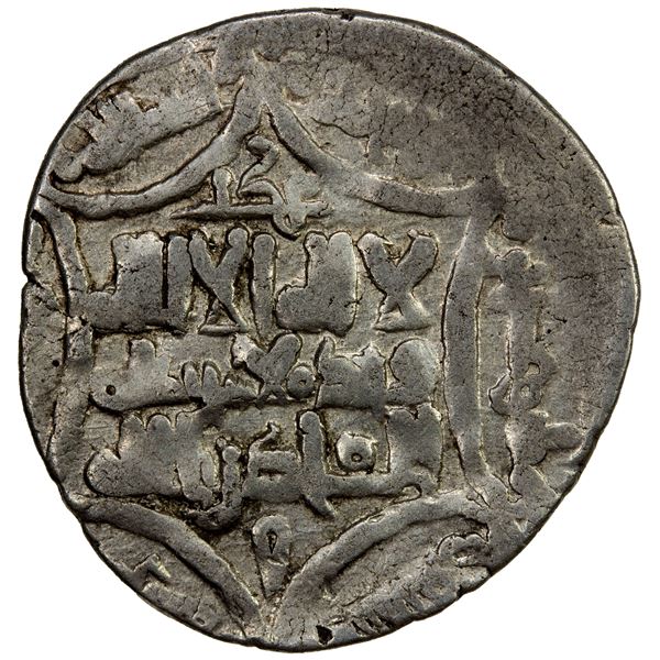 GHAZNAVID: Mas'ud I, 1030-1041, AR broad dirham (3.53g), Jurjan, AH423, VF
