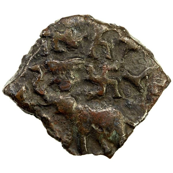 KATALIGALA: Anonymous, 2nd/1st century BC, AE squarish unit (1.74g), lovely VF