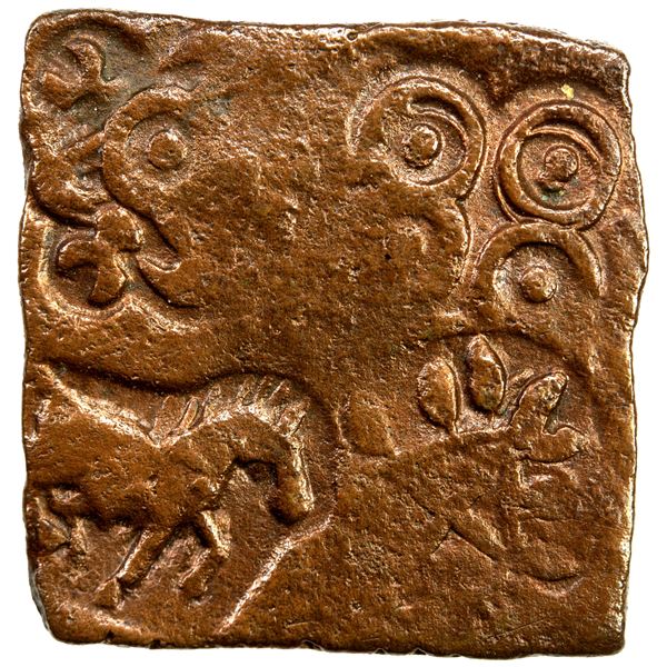 SAKTIMATI: Anonymous, ca. 100 BC, AE square unit (2.77g), VF