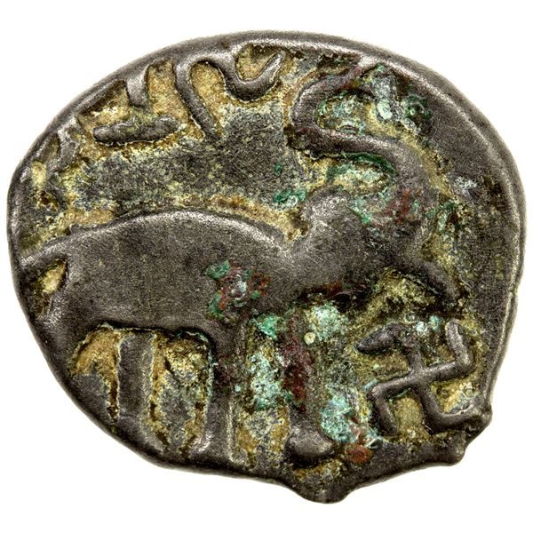 SATAVAHANA: Gaumatiputra Satakarni, 1st century AD, potin round unit (5.09g), VF-EF