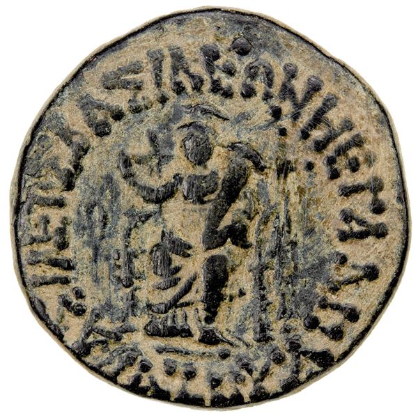 INDO-SCYTHIAN: Azes II, ca. 35 BC - 5 AD, AE large unit (12.16g), choice VF