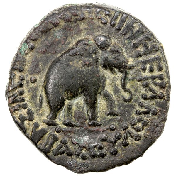INDO-SCYTHIAN: Azes II, ca. 35 BC - 5 AD, AE pentachalkon (12.43g), choice VF-EF