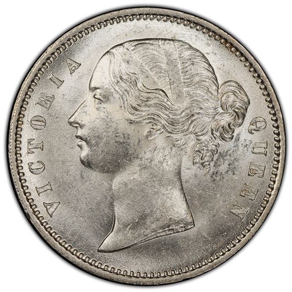 BRITISH INDIA: Victoria, Queen, 1837-1876, AR ½ rupee, 1840(c), PCGS MS63