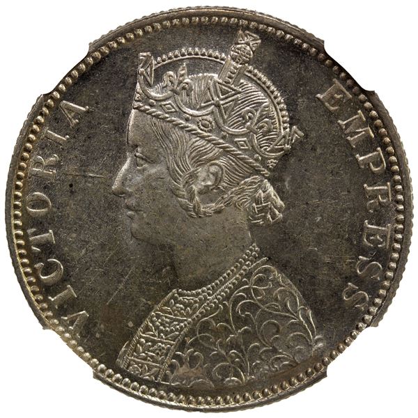 BRITISH INDIA: Victoria, Empress, 1876-1901, AR rupee, 1889-B, NGC MS61