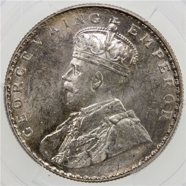 BRITISH INDIA: George V, AR rupee, 1912(b), NGC MS64