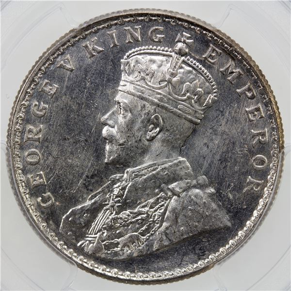 BRITISH INDIA: George V, AR rupee, 1919(b), PCGS MS64