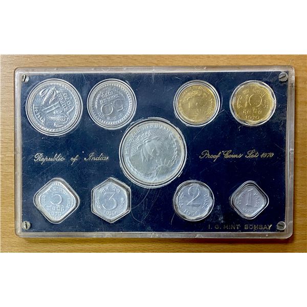 INDIA: Republic, 9-piece proof set, 1970, Choice Proof