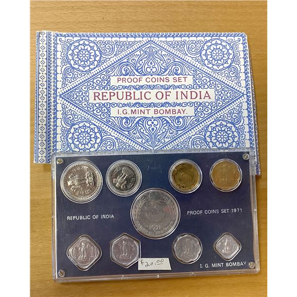 INDIA: Republic, 9-coin proof set, 1971-B