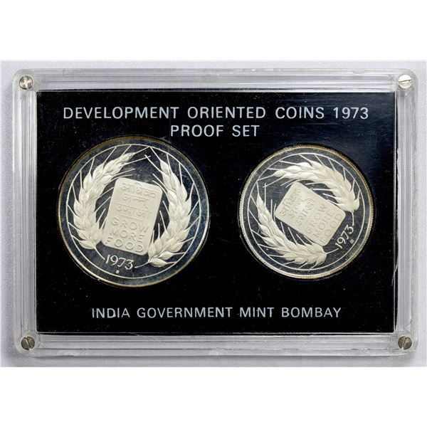 INDIA: Republic, 2-coin proof set, 1973-B