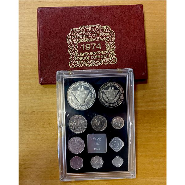 INDIA: Republic, 10-coin proof set, 1974-B