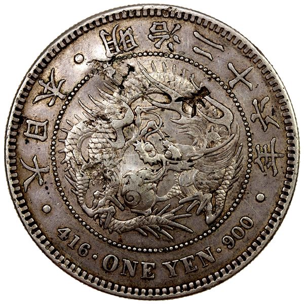 CHINESE CHOPMARKS: JAPAN: Meiji, 1867-1912, AR yen, year 26 (1893), EF