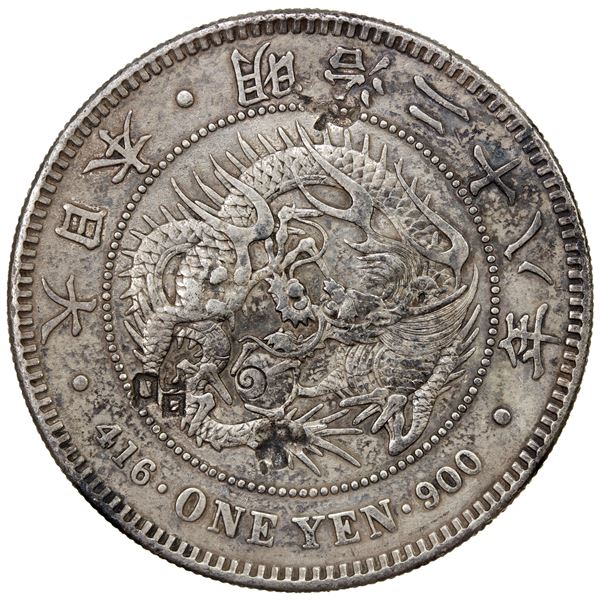 CHINESE CHOPMARKS: JAPAN: Meiji, 1867-1912, AR yen, year 28 (1895), VF-EF