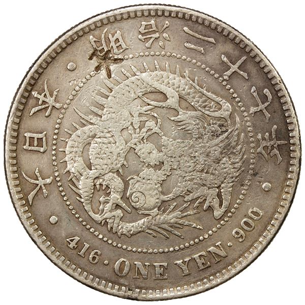 CHINESE CHOPMARKS: JAPAN: Meiji, 1867-1912, AR yen, ND (1897), VF