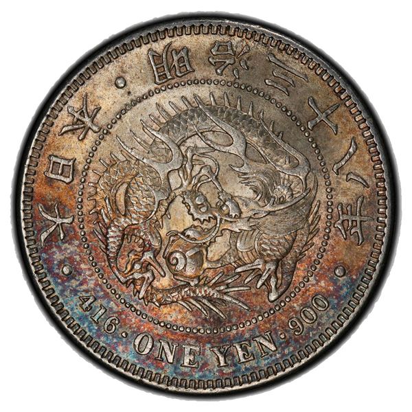 CHINESE CHOPMARKS: JAPAN: Meiji, 1867-1912, AR yen, year 38 (1905), PCGS UNC details