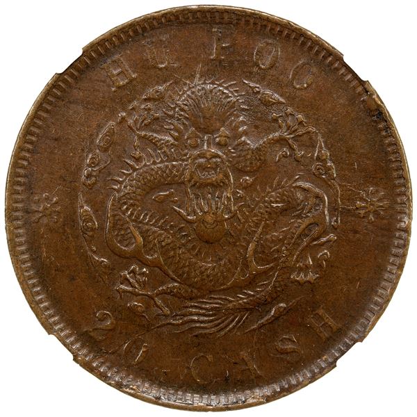 CHINA: AE 20 cash, ND (1903), NGC MS61 BN