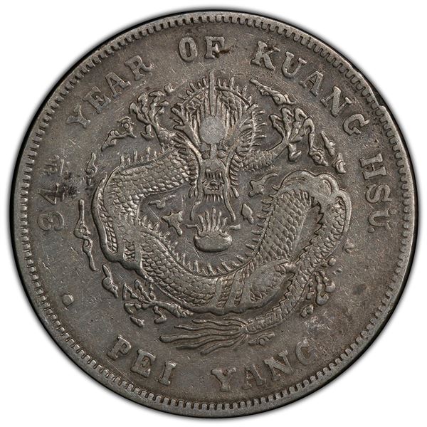 CHIHLI: AR dollar, Peiyang, Tientsin, year 34 (1908), PCGS VF details