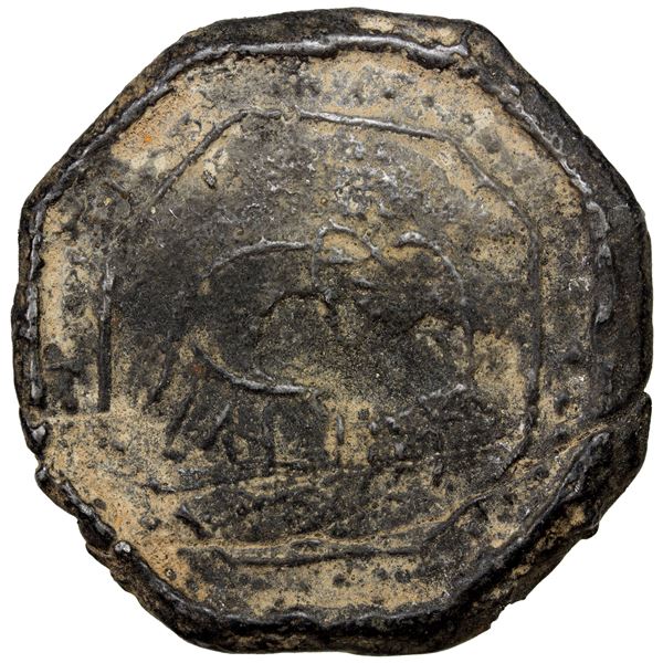 BURMESE KINGDOMS: Anonymous, 17th-18th century, octagonal cast large tin coin (69.82g), Fine