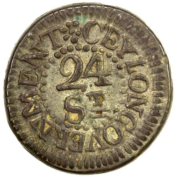 CEYLON: George III, AR 24 stuivers (4.26g), 1808, VF-EF