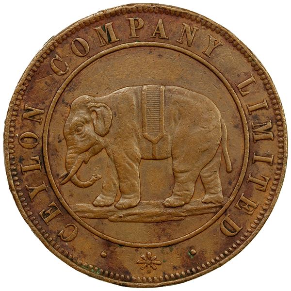 CEYLON: Ceylon Company Limited, AE 9 pence token (11.24g), ND (ca. 1866), VF-EF