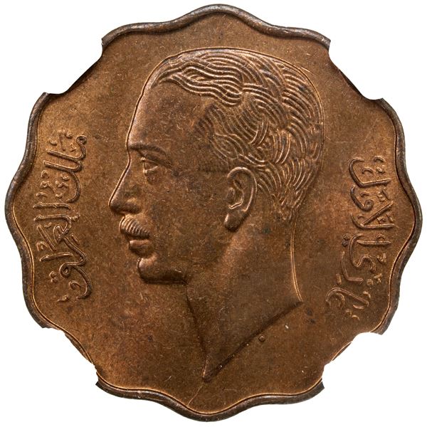 IRAQ: Ghazi I, 1933-1939, AE 10 fils, 1938/AH1357, NGC MS64 RB