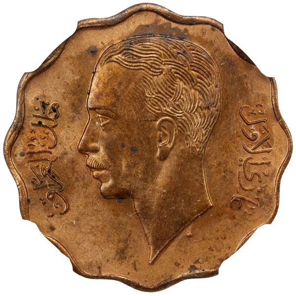 IRAQ: Ghazi I, 1933-1939, AE 4 fils, 1938/AH1357, NGC MS63 RD