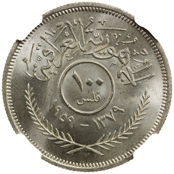 IRAQ: Republic, AR 100 fils, 1959/AH1379, NGC MS65