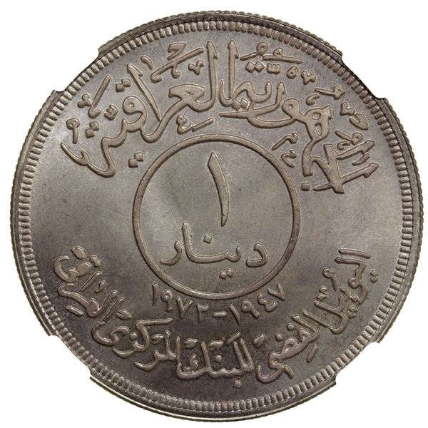 IRAQ: Republic, AR dinar, 1972/AH1392, NGC MS66