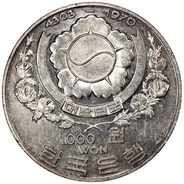 KOREA (SOUTH): Republic, AR 1000 won, 1970/KE4303, EF