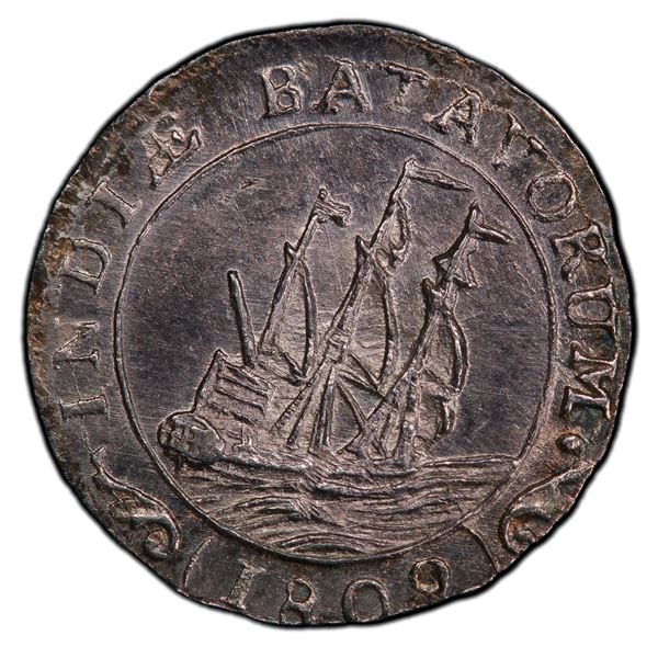 NETHERLANDS EAST INDIES: Batavian Republic, AR 1/16 gulden, 1802, PCGS MS63