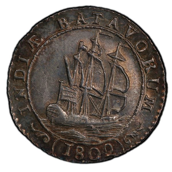 NETHERLANDS EAST INDIES: Batavian Republic, AR ¼ gulden, 1804, PCGS MS64