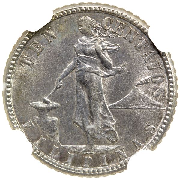 PHILIPPINES: U.S. Territory, AR 10 centavos, 1909-S, NGC MS61
