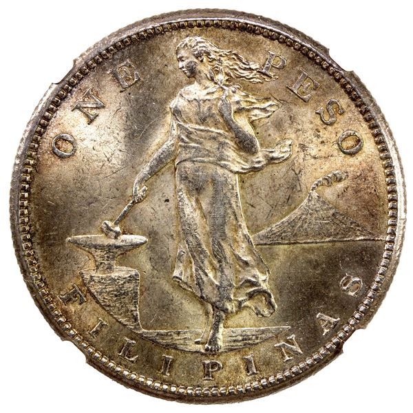 PHILIPPINES: U.S. Territory, AR peso, 1907-S, NGC MS63