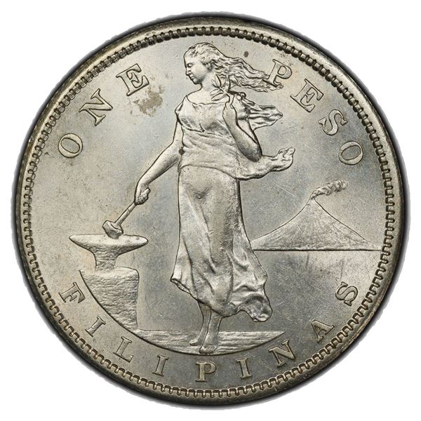 PHILIPPINES: U.S. Territory, AR peso, 1907-S, PCGS MS61