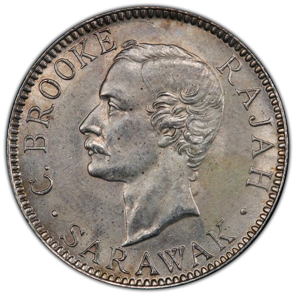 SARAWAK: AR 20 cents, 1900-H, PCGS UNC details