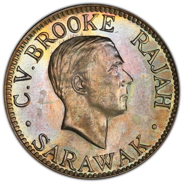 SARAWAK: Charles V. Brooke, 1917-1946, 10 cents, 1934-H, PCGS MS64