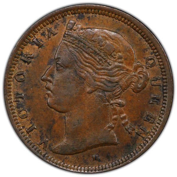 STRAITS SETTLEMENTS: AE cent, 1872-H, PCGS AU55