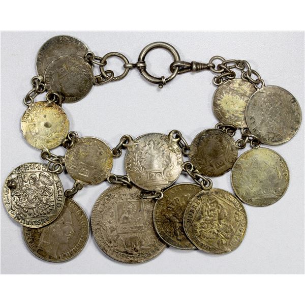 AUSTRIA: silver BRACELET of 14 coins