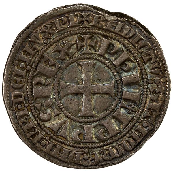 FRANCE: Philippe IV, 1285-1314, AR gros tournois (3.83g), ND, VF
