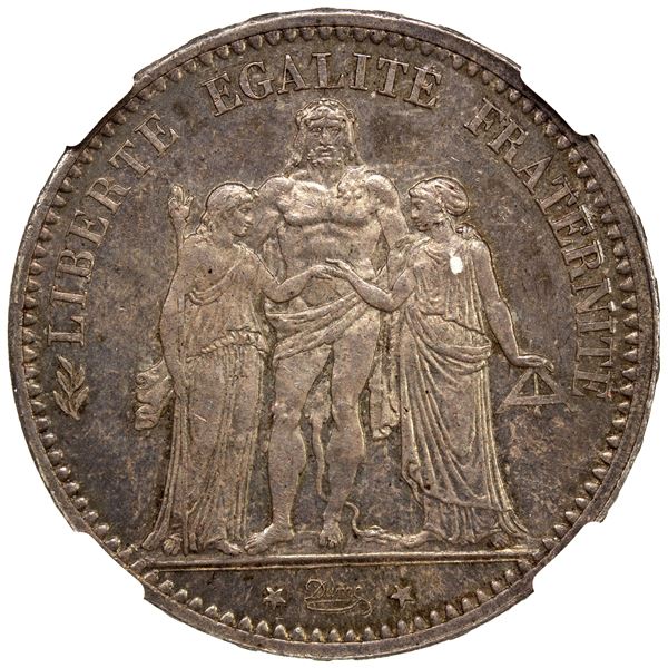 FRANCE: Third Republic, AR 5 francs, 1873-A, NGC MS64