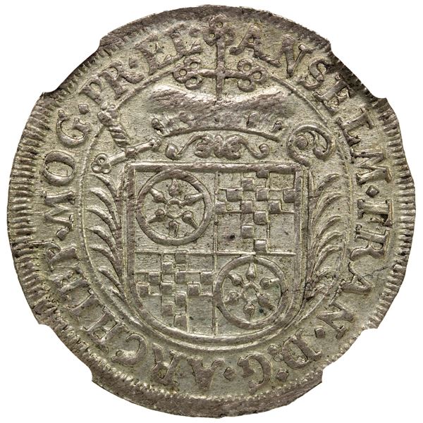 MAINZ: Anselm Franz, Archbishop, 1679-1695, AR 12 kreuzer, Aschaffenburg, 1694, NGC MS63
