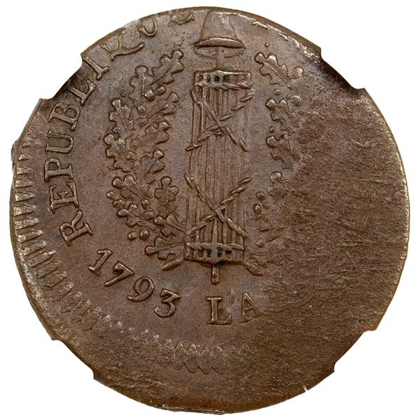 MAINZ: Republic of Mainz, AE sol, 1793, NGC MS62