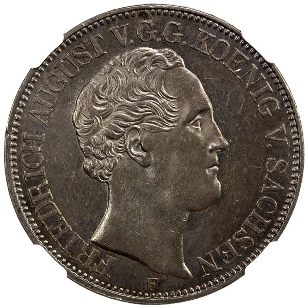 SAXONY: Frederick Augustus II, 1836-1854, AR thaler, 1849-F, NGC UNC details