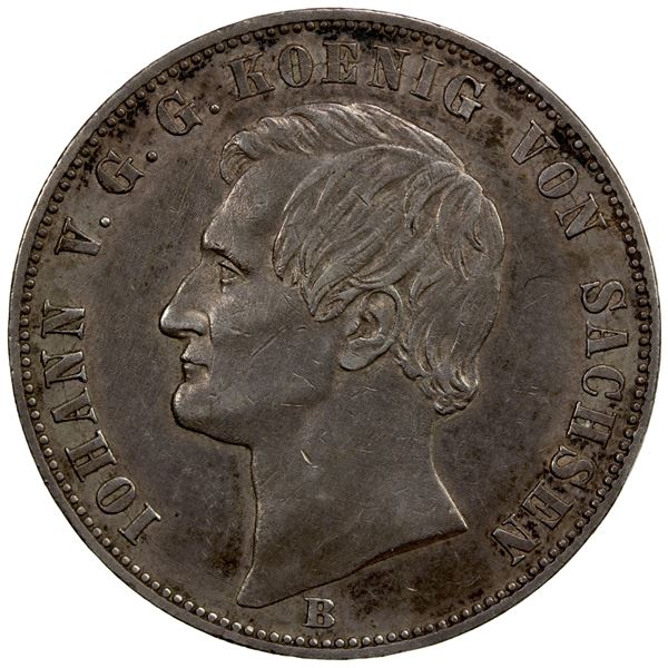 SAXE-ALBERTINE LINE: Johann, 1854-1873, AR thaler, 1864-B, VF-EF