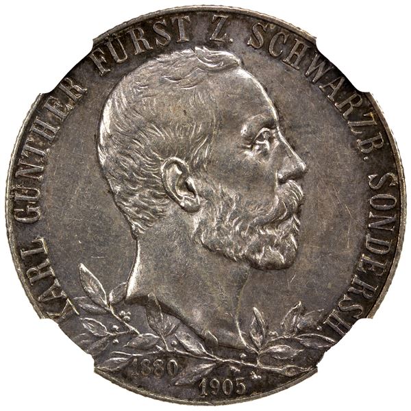 SCHWARZBURG-SONDERSHAUSEN: Karl Günther, 1880-1909, AR 2 mark, 1905, NGC AU58