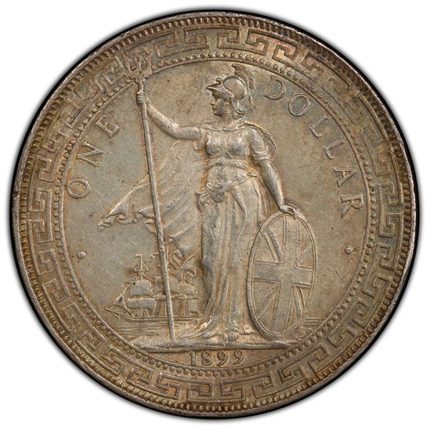 GREAT BRITAIN: AR trade dollar, 1899-B, PCGS AU details