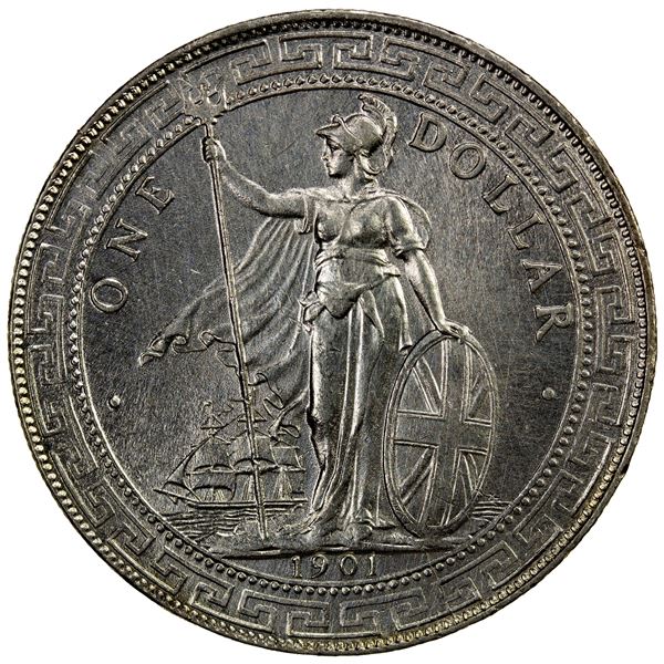 GREAT BRITAIN: AR trade dollar, 1901-B, AU