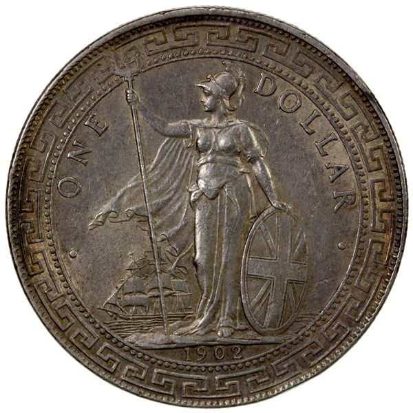 GREAT BRITAIN: AR trade dollar, 1902-B, EF