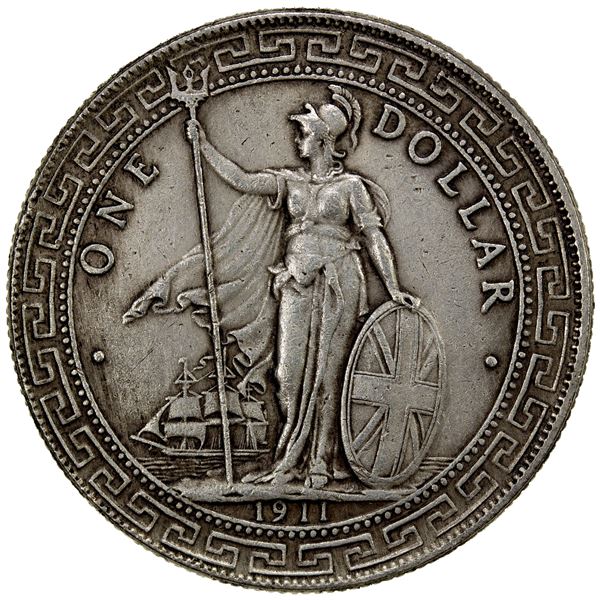 GREAT BRITAIN: AR trade dollar, 1911-B, VF